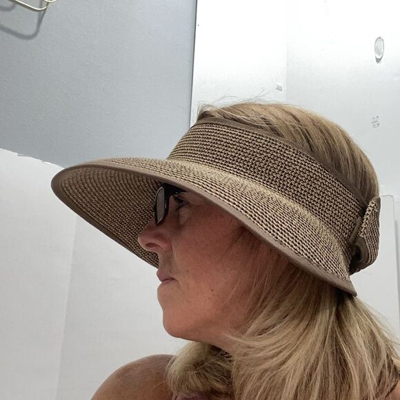 Scala Women's Packable Paper Braid Visor Brown Natural One Size - Picture 12 of 12